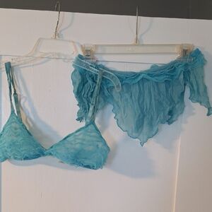 Blue Ruffled Lingerie Set